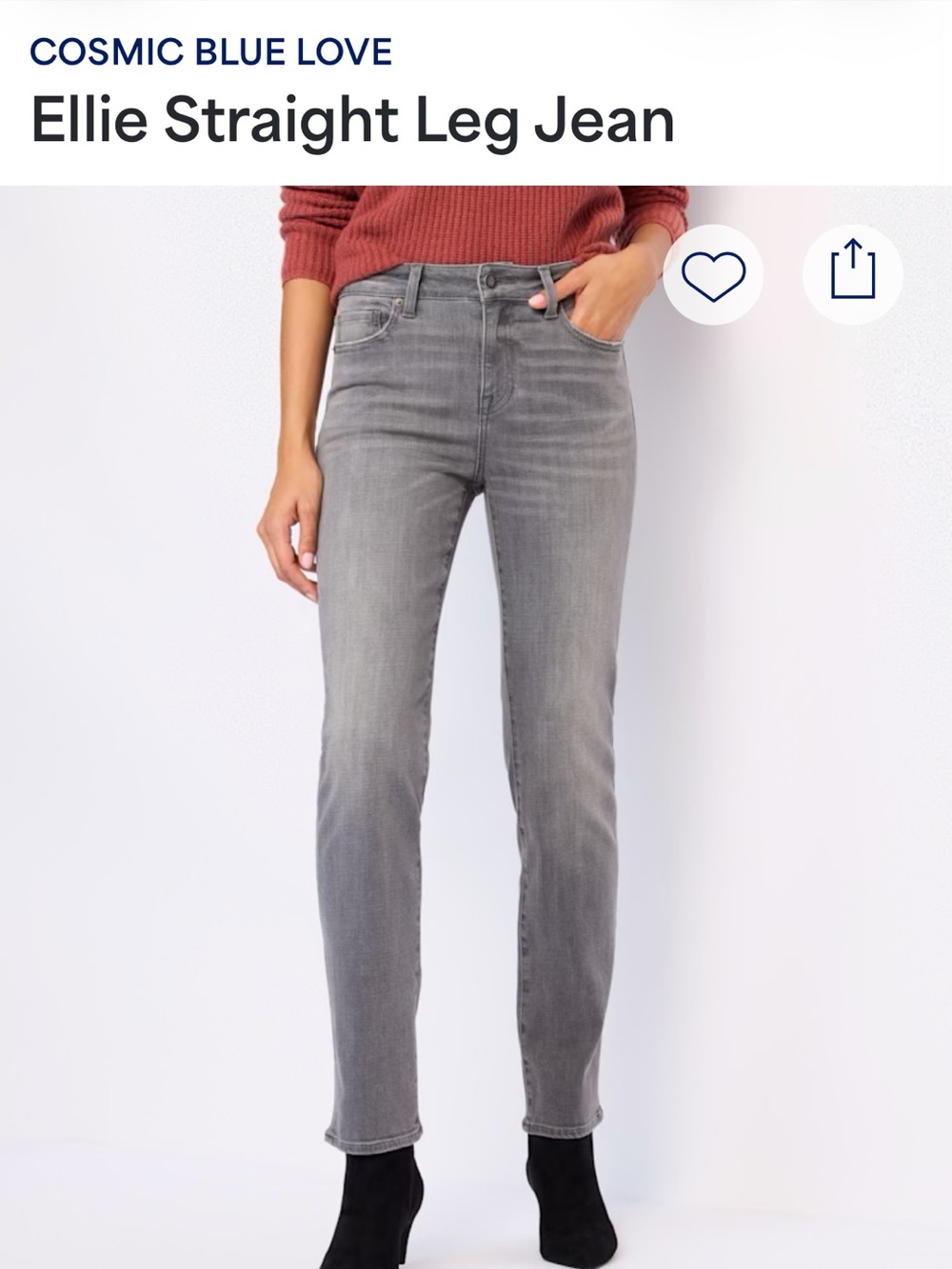 Ellie Straight Leg Jeans - Light Gray Wash
